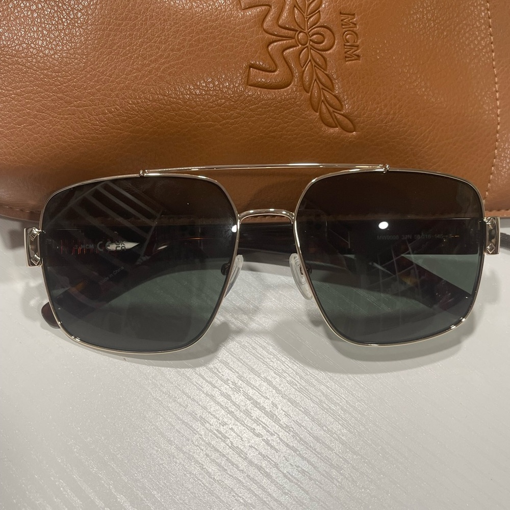 MCM Silver Frame Sunglasses with Dark Gray Lenses